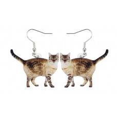 Bengal Cat Stroll Acrylic Earrings