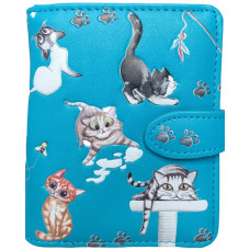 PLAYFUL CATS AQUA SMALL WALLET